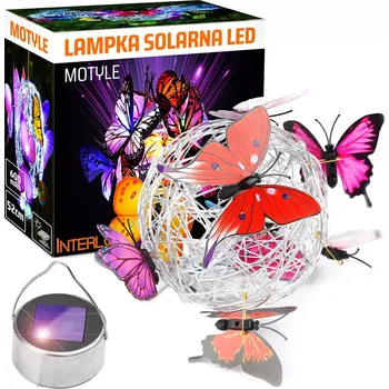 Dekorativní svítidlo Interlook FLD-06-C | Zahradní solární lampa LED Butterflies Sphere závěsná | 52 cm, 600 mAh