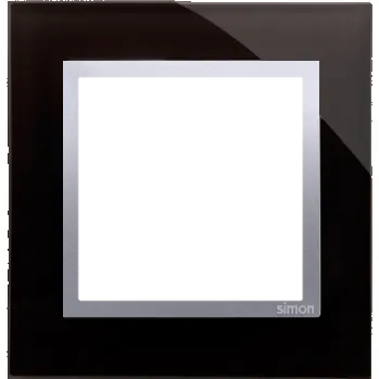 Elektrická zásuvka Rámeček 1 násobný, skleněný, Simon 54 Nature, lávová / stříbrná metalizovaná