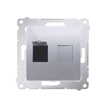 Elektrická zásuvka Zásuvka datová 1 násobná RJ45 6. kat. s protiprachovou clonkou (přístroj s krytem), Simon 54, barva stříbrná metalizovaná