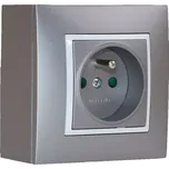 Zásuvka na zeď, 2x 250V/16A, šedé metalizované barvy, bez kabelu