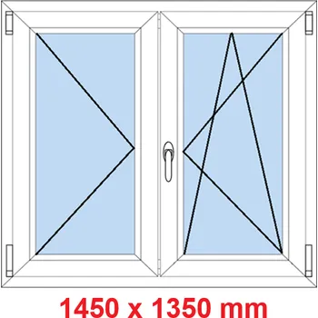 Okno Soft Dvoukřídlé plastové okno 145x135 cm, O+OS
