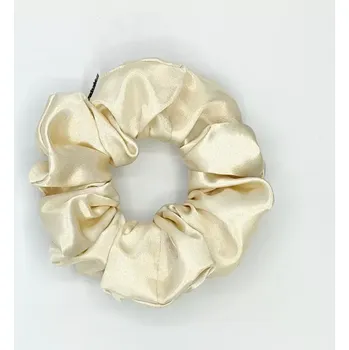 Saténová Scrunchie gumička champagne L - klasik