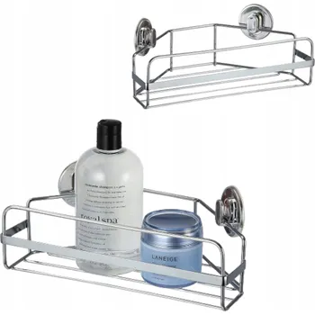 Drátěná police Univerzální rohová polička do koupelny, stříbrná, drátěná, moderní a odolná