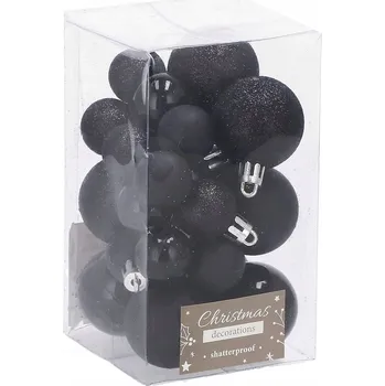 Vánoční dekorace Sada vánočních baněk Springos CA0130 černých 4 cm 25 ks