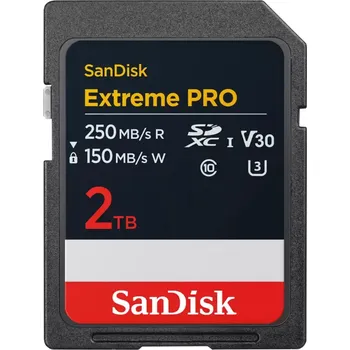 Paměťová karta SanDisk Extreme PRO 2TB SDXC UHS-I, Class 10, U3, V30 up to 250MBs & 150MBs ReadWrite + 2 years RescuePRO