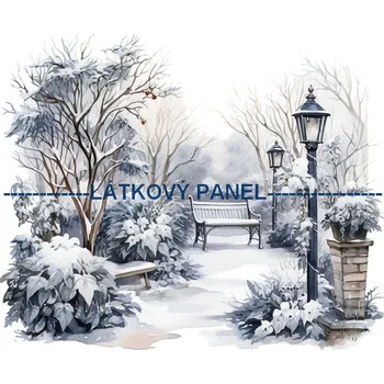 Látkový panel - Zimní krajinka - ZIM-57 Velikost: 15x15cm, Materiál: Kočárkovina