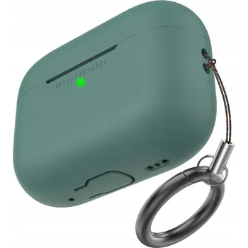 Příslušenství pro sluchátka Pouzdro AhaStyle pro AirPods Pro 2 silikonové s karabinou, tmavě zelené