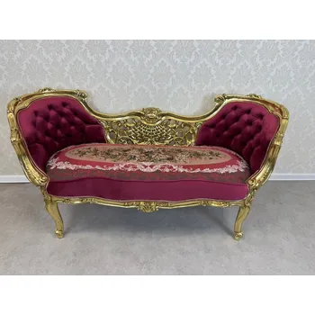 Zahradní lavice Zdobená čalouněná lavice s květinovým gobelínem