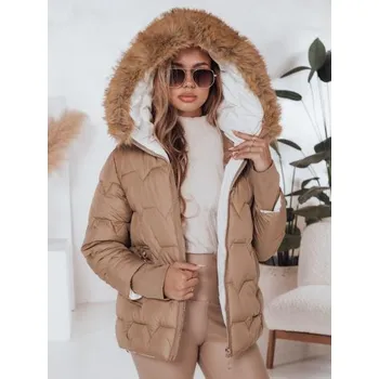 Dámská zimní bunda SNOWMISS prošívaná béžová s kapucí