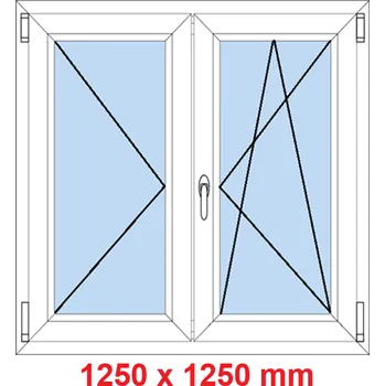 Okno Soft Dvoukřídlé plastové okno 125x125 cm, O+OS