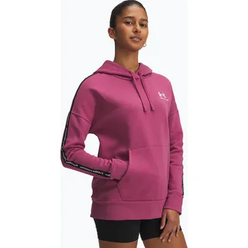 Dámská mikina Dámská mikina Under Armour Icon Fleece Taped Hoody fuchsia dusk/white