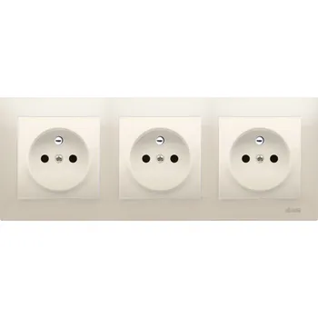 Elektrická zásuvka Zásuvka trojnásobná 250V/16A (strojky, kryt a rámeček) Simon 54, šroubové svorky, clonky, barva krémová