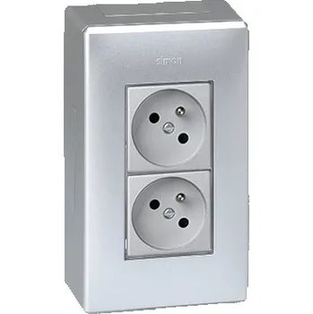 Elektrická zásuvka Nástěnný box S500, 2x zásuvka 250V, bez kabelu, povrch hliník