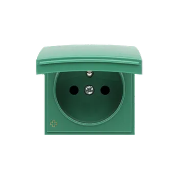 Elektrická zásuvka Kryt zásuvky, s uzemněním, IP44, víčko v barvě krytu, antibakteriální, Simon 54, barva zelená antibakteriální