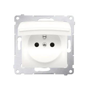 Elektrická zásuvka Zásuvka silová 1 násobná typ E (přístroj s krytem), IP44, bez těsnění, víčko v barvě krytu, 16 A / 250 V~, šroubové svorky, Simon 54, barva krémová