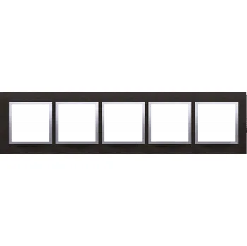 Elektrická zásuvka Rámeček 5 násobný, kovový, Simon 54 Nature, tmavý nerez / stříbrná metalizovaná