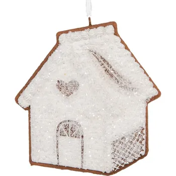 Vánoční ozdoba Závěsná vánoční ozdoba perníkový domeček s třpytivou polevou Bevroren I – 9x1x10 cm