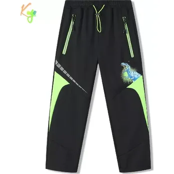 Dětská móda Chlapecké softshellové kalhoty zateplené Kugo HK9783 černé / zelené doplňky