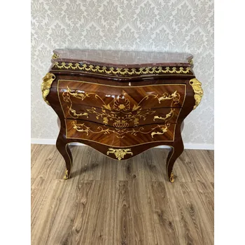 Komoda Starožitná komoda s mramorovou deskou a bohatou výzdobou