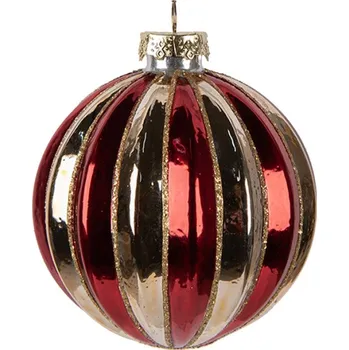 Vánoční ozdoba Červeno-zlatá skleněná vánoční ozdoba Raf I – 8x8 cm