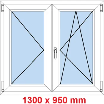 Okno Soft Dvoukřídlé plastové okno 130x95 cm, O+OS