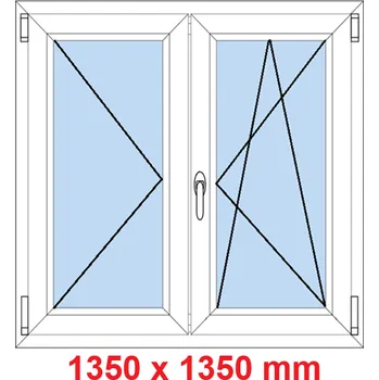 Okno Soft Dvoukřídlé plastové okno 135x135 cm, O+OS