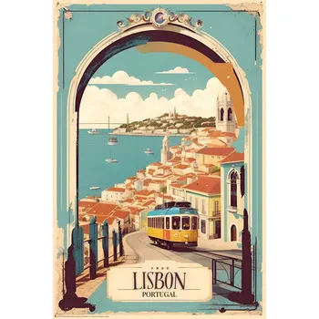 Plakát Plakát, Obraz - Vintage Lisbon Poster: Portuguese Beauty