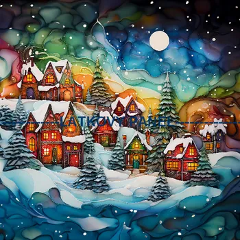 Látkový panel - Zimní městečko - ZIM-31 Velikost: 30x30cm, Materiál: Kočárkovina