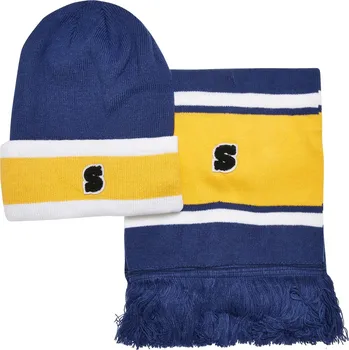Šátek Balíček College Team Beanie a šátek spaceblue/californiayellow/wht Urban Classics modrá 2545812