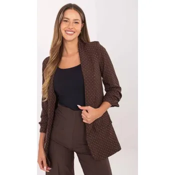 Dámské sako Hnědá elegantní sako s kamínky