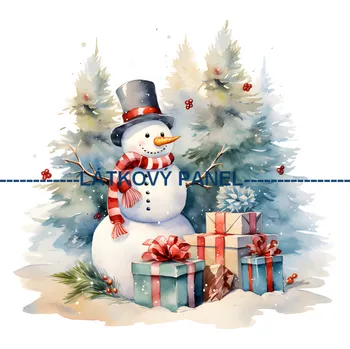 Látkový panel - Sněhuláci - ZIM-18 Velikost: 30x30cm, Materiál: Bavlna