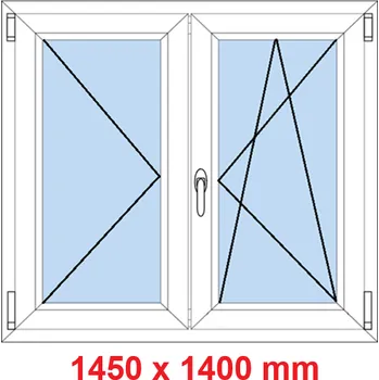Okno Soft Dvoukřídlé plastové okno 145x140 cm, O+OS