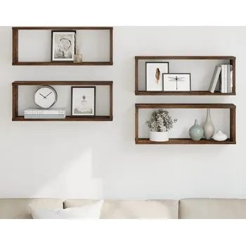 police vidaXL Nástěnné obdélníkové police 4 ks 60x15x23 cm kompozit [815925] Barva: kouřový dub