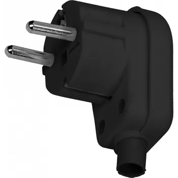 Elektrická zásuvka Vidlice úhlová s uzemněním, demontovatelná, barva černá