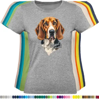 Dámské tričko damske-levne-bavlnene-tricko-digitalni-potisk-pes-baset Barva: Grey melange - šedá směs, velikost: XXL