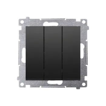 Elektrická zásuvka Ovladač zapínací 3 násobný (přístroj s krytem), s orientačním LED podsvětlením, řazení 1/0So+1/0So+1/0So, Simon 54, barva černá matná metalizovaná