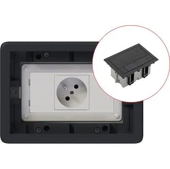 Elektrická zásuvka Podlahová zásuvka SF 187x132 mm, 1x 250V/16A (zásuvká bílá), s víkem, barva boxu grafit, pro zvýšené podlahy