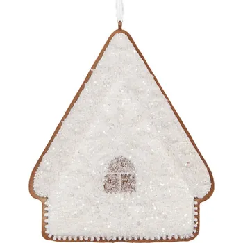 Vánoční ozdoba Závěsná vánoční ozdoba perníkový domeček s třpytivou polevou Bevroren II – 9x1x10 cm