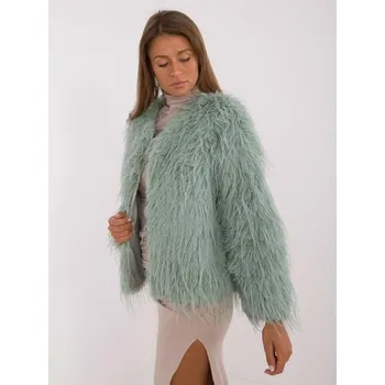 Pistáciová dámská kožená bunda s podšívkou