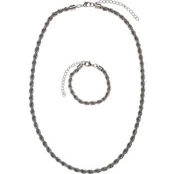 Souprava šperků Sada náhrdelníku a náramku Charon - stříbrné barvy Urban Classics šedá 2540170