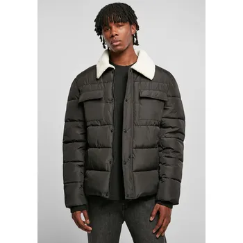 Pánská větrovka Bunda Sherpa Collar Padded Shirt Jacket černá Urban Classics šedá 2542729