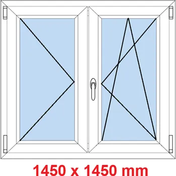 Okno Soft Dvoukřídlé plastové okno 145x145 cm, O+OS