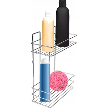 Obraz ZÁVĚSNÁ POLICE STŘÍBRNÁ DRÁTĚNÁ DO KOUPELNY POD SPRCHU KOVOVÁ PEVNÁ