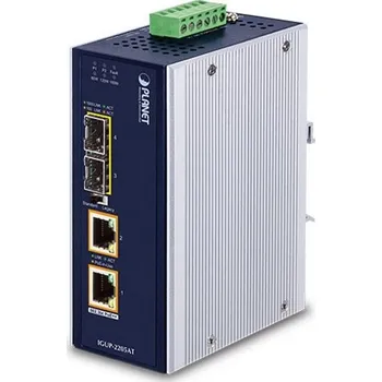 Síťový kabel PLANET Technology Planet IGUP-2205AT PoE++ konvertor 802.3bt, 2x 1000Base-T, 2x SFP 100/1000Base-X, dual power 12-56VDC, -40 až 75st.