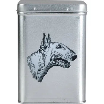 Dóza na potraviny Plechová dóza s obrázkem psa plemene bulteriér