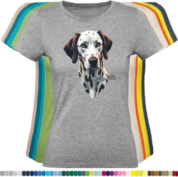 Dámské tričko damske-levne-bavlnene-tricko-digitalni-potisk-pes-dalmatin Barva: Grey melange - šedá směs, velikost: XL