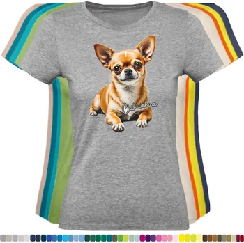 Dámské tričko damske-levne-bavlnene-tricko-digitalni-potisk-pes-civava Barva: Grey melange - šedá směs, velikost: S