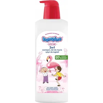 Sprchový gel Bambino Dzieciaki Šampon, sprchový gel a pěna do koupele 3v1 Flamingo 1000ml