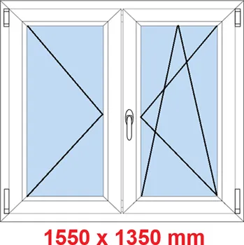 Okno Soft Dvoukřídlé plastové okno 155x135 cm, O+OS