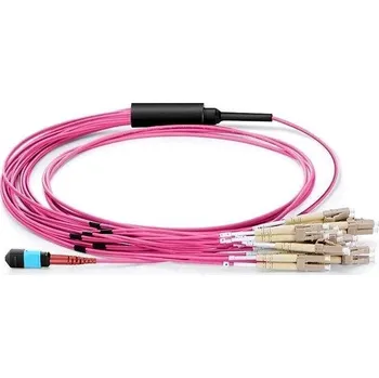 Síťový kabel XtendLan FO breakout MPO(m)-LC 12x, 2m, OM4, kabel kulatý 3mm, broušení PC